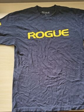 Rogue Navy Shirt Sleeve Tee with Yellow Rogue Logo Blue And Yellow